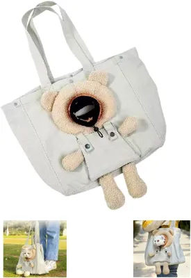 Soft Small Dog & Cat Carrier Sling Bag - Lion-Shaped Pet Canvas Shoulder Bag, Cat Travel Carrier Purse for Small Dogs & Cats (Bear)