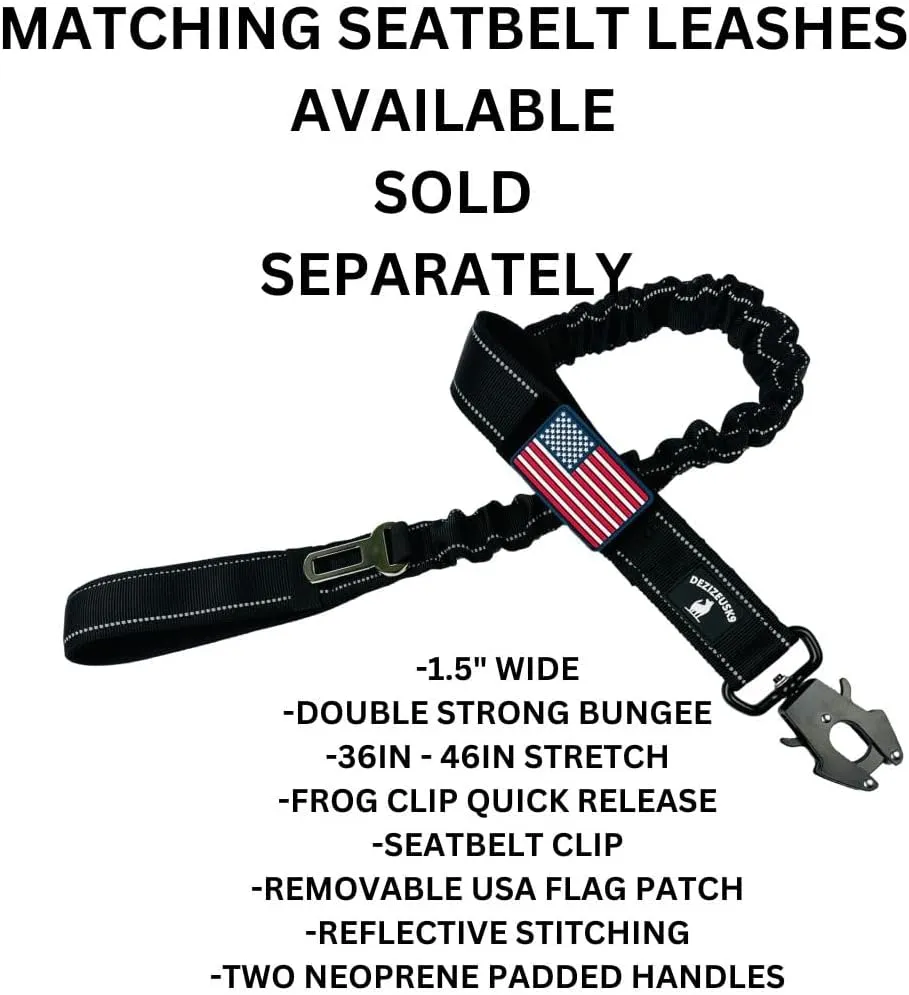 Tactical Dog Collar with Handle, American Flag Patch, 1.5 Inch Wide Thick Heavy Duty Nylon, Quick Release Metal Buckle, Customizable Name Plate, Ideal Dog Collars for Medium to Large Breeds K9 Harness