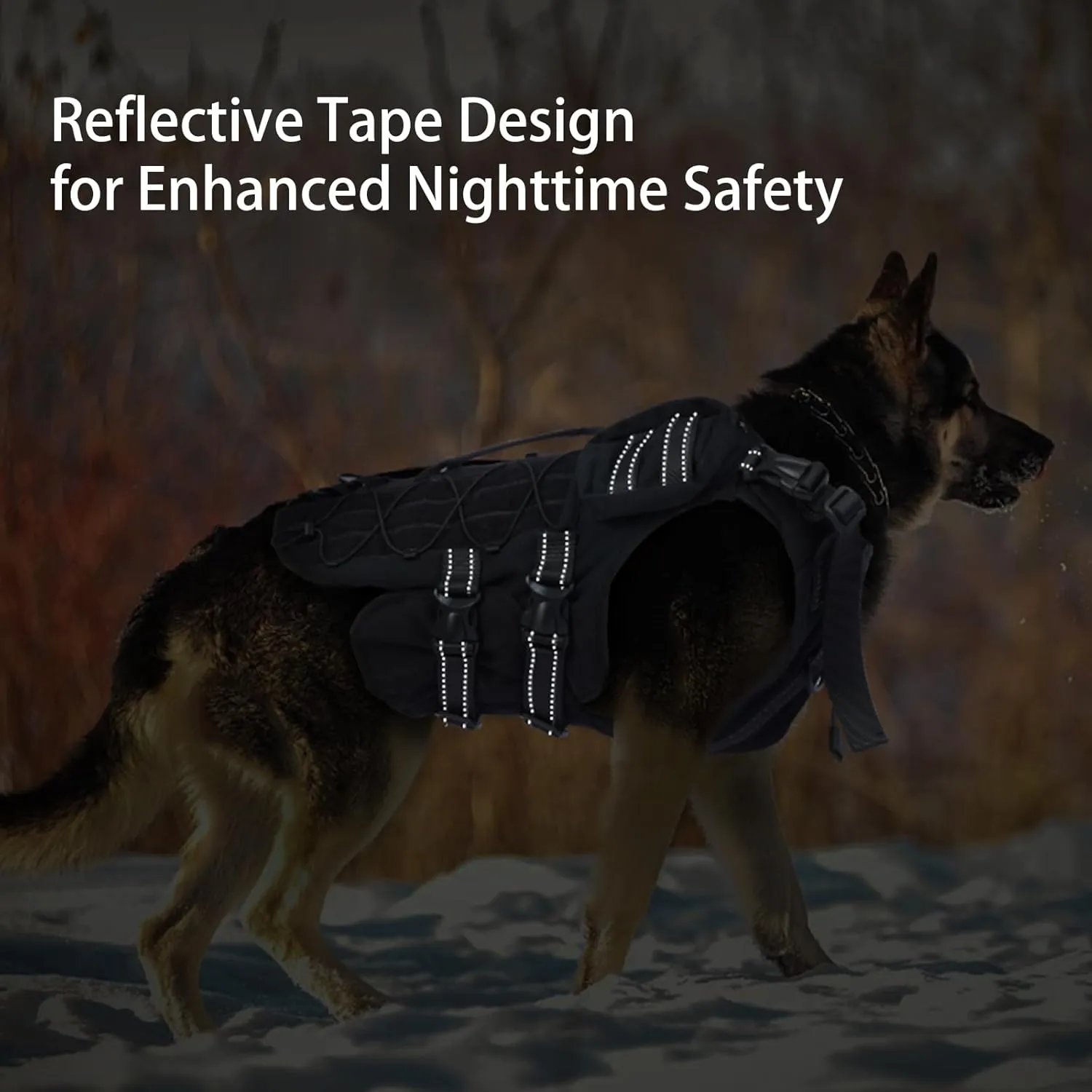 Tactical Dog Vest Harness, Large Dog Harness Heavy Duty, Adjustable Military Dog Vest Harness for Training Hunting Walking, Dog Harness with Pockets, No-Pull Service Dog Vest Large Breed, Black, XL