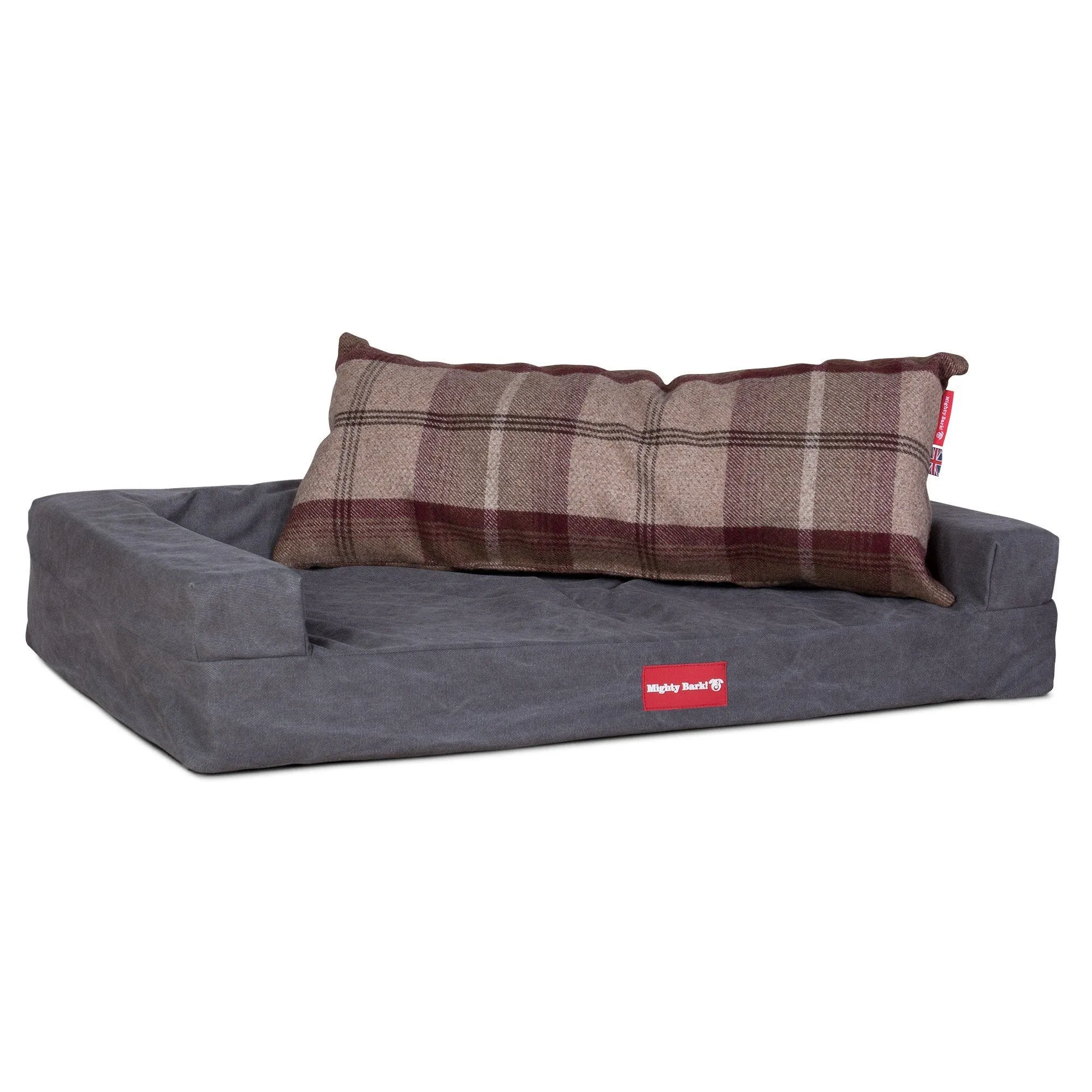 The Bailey - Giant Memory Foam Pillow For On Dog Beds - Tartan Mulberry