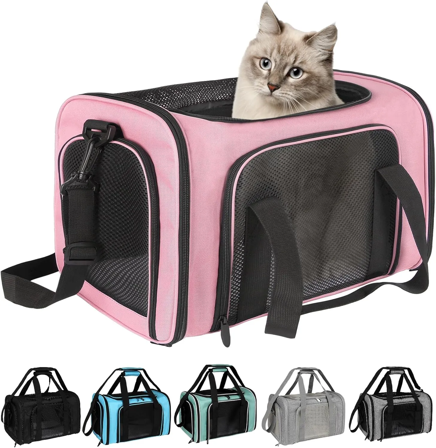Top tasta Dog Cat Carrier Pet Carriers for Small Medium Large Cats Dogs Carrier Soft Sided Small Puppy Carrier Purse 15 lbs Portable Foldable Airline Approved Dog Cat Travel Carrier Pink 18x11x11