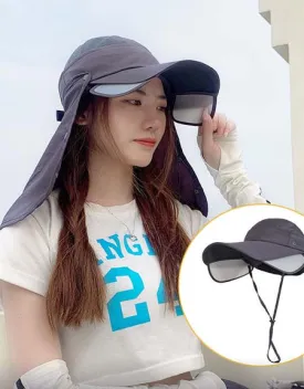 UV Shield Hat: Detachable Brim with Neck Guard & Full Face Mask