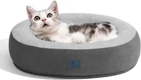Veehoo Calming Donut Cat Dog Bed, Round Dog Cushion Bed Anti-Anxiety Donut Cuddler Warming Cozy Soft Pet Bed Mashine Washable for Small Medium Dogs and Cats, 19.7inches Smoke Gray