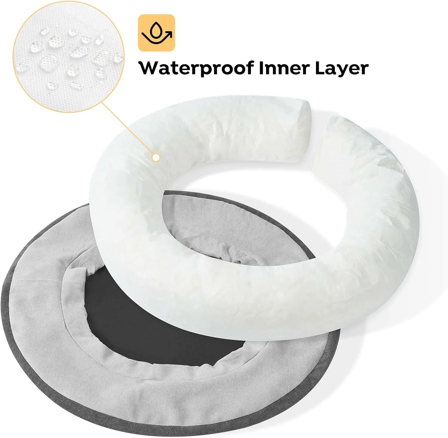 Veehoo Calming Donut Cat Dog Bed, Round Dog Cushion Bed Anti-Anxiety Donut Cuddler Warming Cozy Soft Pet Bed Mashine Washable for Small Medium Dogs and Cats, 19.7inches Smoke Gray