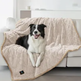 Waterproof Pet Blanket, Liquid Pee Proof Dog Blankets for Sofa Bed Couch, Reversible Sherpa Fleece Furniture Protector Cover for Small Medium Large Dogs Cats,Beige-Thicken Large65" x 57"