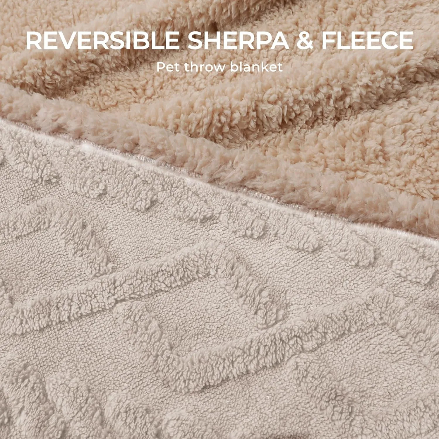 Waterproof Pet Blanket, Liquid Pee Proof Dog Blankets for Sofa Bed Couch, Reversible Sherpa Fleece Furniture Protector Cover for Small Medium Large Dogs Cats,Beige-Thicken Large65" x 57"