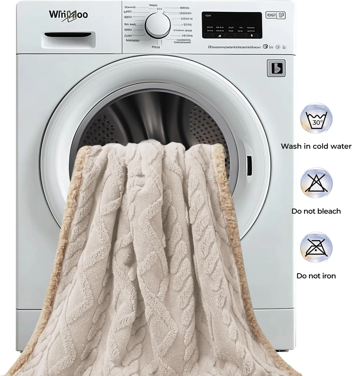 Waterproof Pet Blanket, Liquid Pee Proof Dog Blankets for Sofa Bed Couch, Reversible Sherpa Fleece Furniture Protector Cover for Small Medium Large Dogs Cats,Beige-Thicken Large65" x 57"