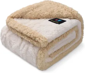 Waterproof Pet Blanket, Liquid Pee Proof Dog Blankets for Sofa Bed Couch, Reversible Sherpa Fleece Furniture Protector Cover for Small Medium Large Dogs Cats,Beige-Thicken Medium57" x 40"