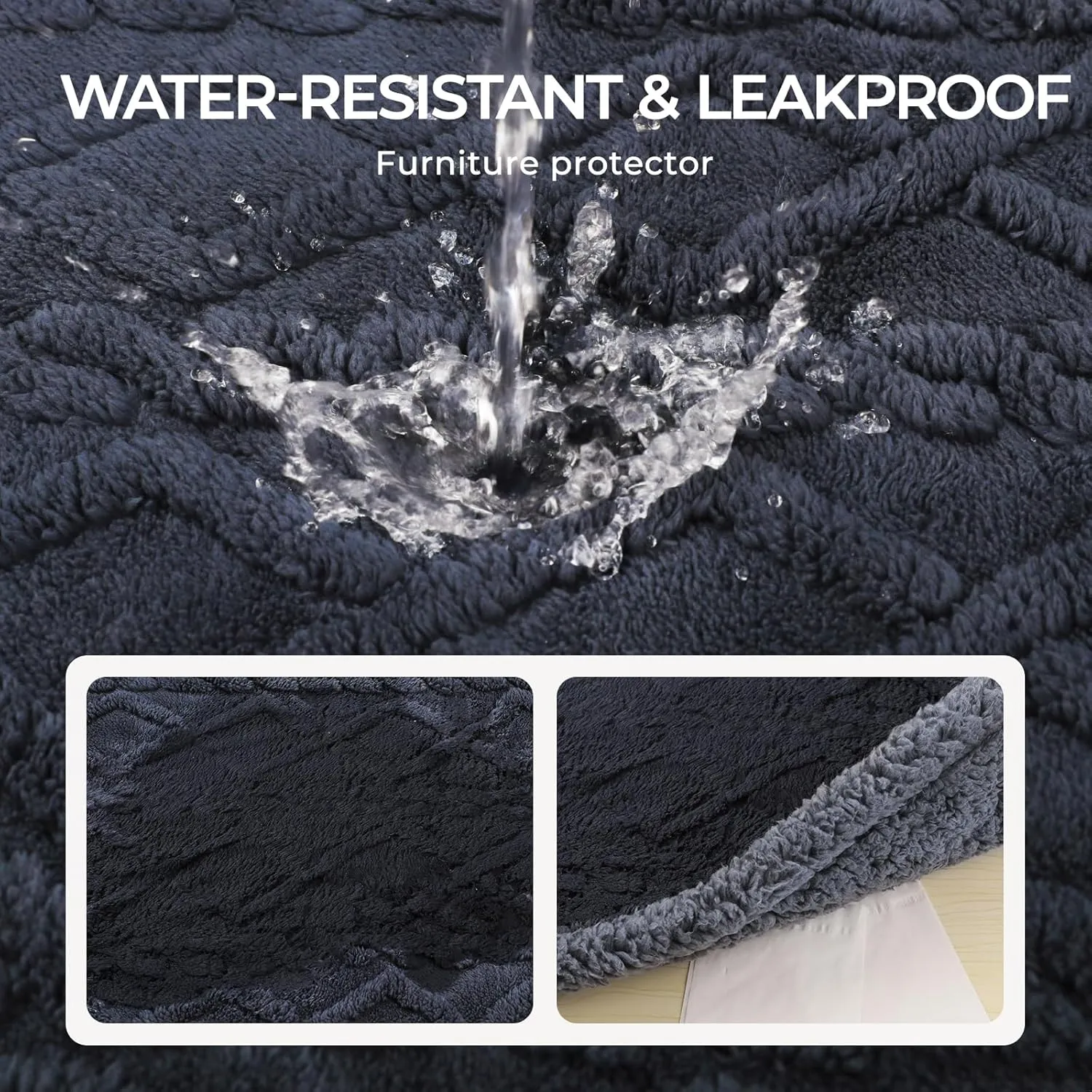 Waterproof Pet Blanket, Liquid Pee Proof Dog Blankets for Sofa Bed Couch, Reversible Sherpa Fleece Furniture Protector Cover for Small Medium Large Dogs Cats,Dark Grey X-Large85" x 57"
