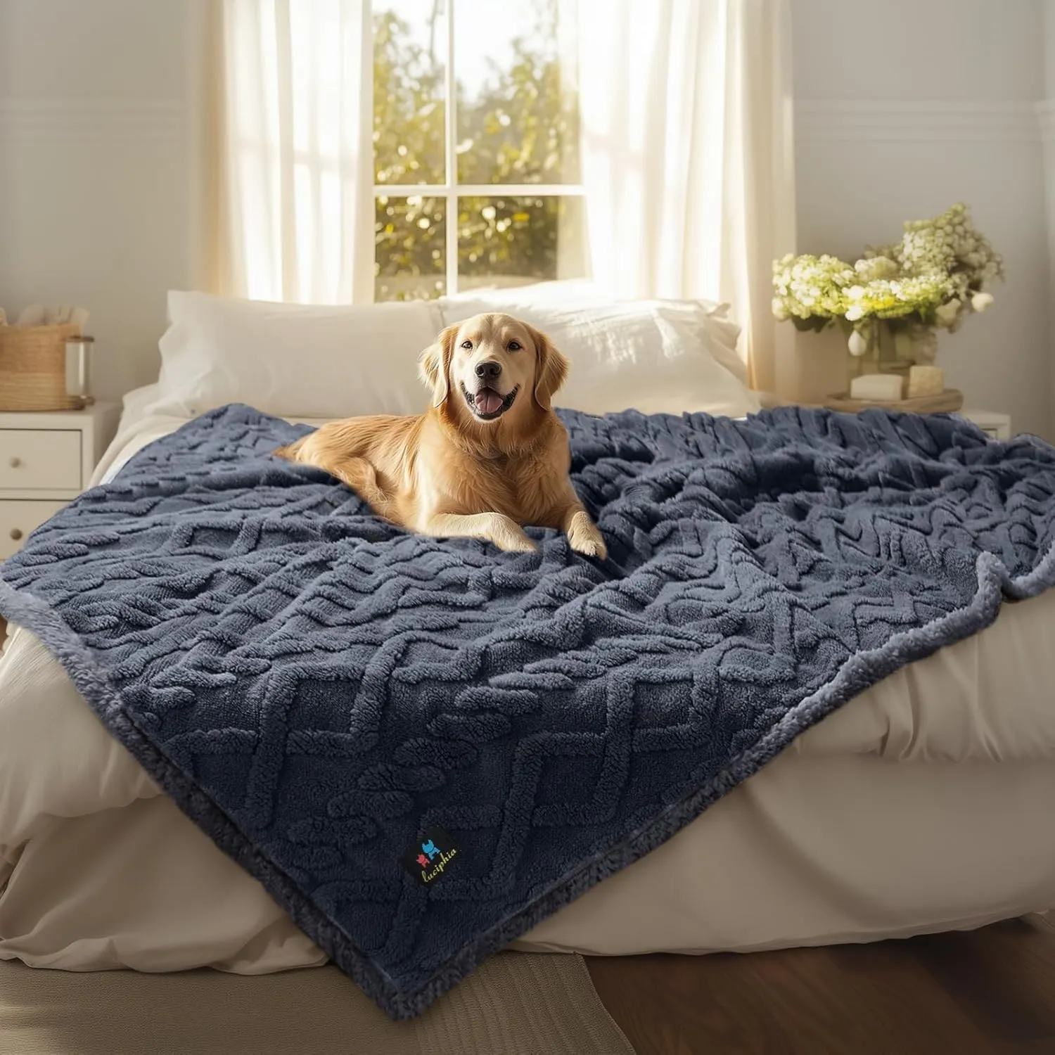 Waterproof Pet Blanket, Liquid Pee Proof Dog Blankets for Sofa Bed Couch, Reversible Sherpa Fleece Furniture Protector Cover for Small Medium Large Dogs Cats,Dark Grey X-Large85" x 57"