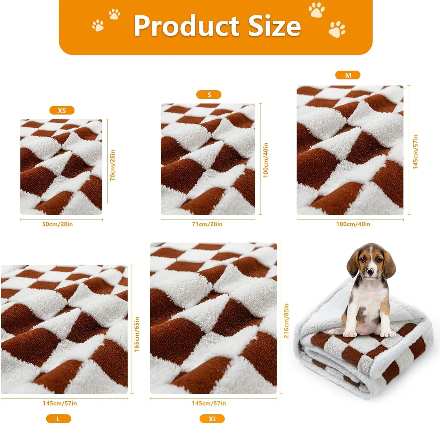 Waterproof Pet Blanket,Dog Bed Covers Couch Sofa Stylish Jacquard Pets Throw Blankets for Puppy Cats Washable Reversible Furniture Protection Covers (Coffee Check,L)