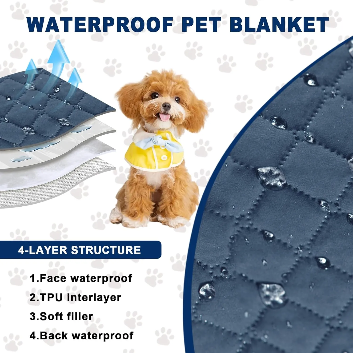 Waterproof Sofa Couch Protector Dog Bed Cover Pet Blanket for Furniture Non-Slip Washable Pee Pads for Puppy Large Dogs Cats (Blue,30x70 in)